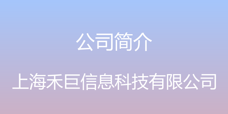 公司简介 - 上海禾巨信息科技有限公司