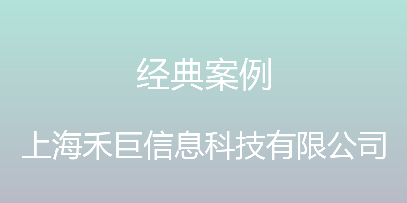 经典案例 - 上海禾巨信息科技有限公司