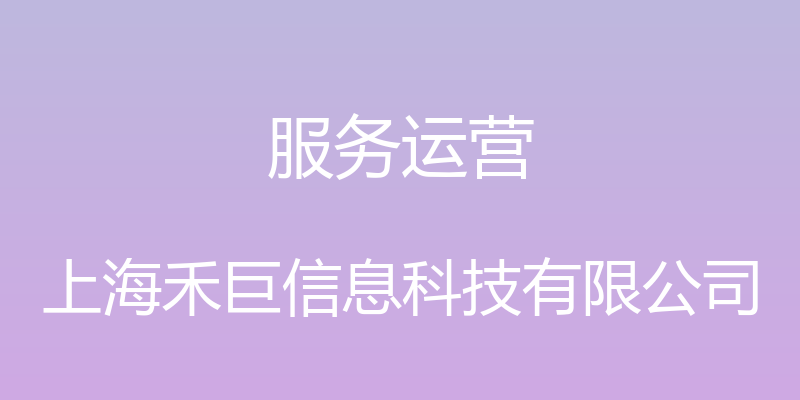 服务运营 - 上海禾巨信息科技有限公司